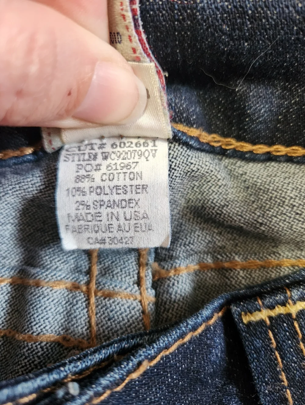 Vtg True Religion Ricki Jeans Made in USA Contrast Big T Stitch Flap Pocket - Picture 10 of 11
